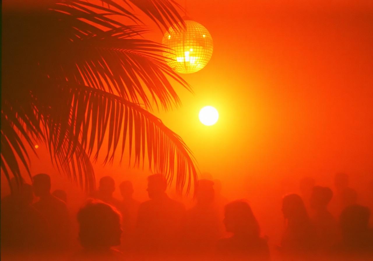 Tropical disco at sunset
